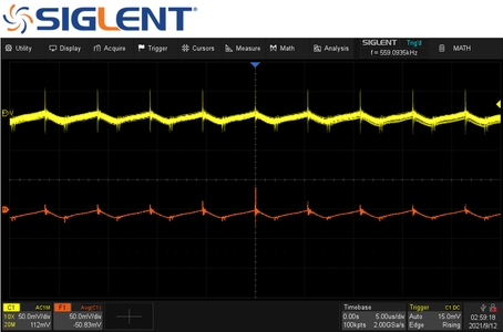 Figure 10  the Output Noise of the Adjustable Switching Power Supply  (6A Load, CR Mode, 20MHz BW Limit, 16P Averaging)