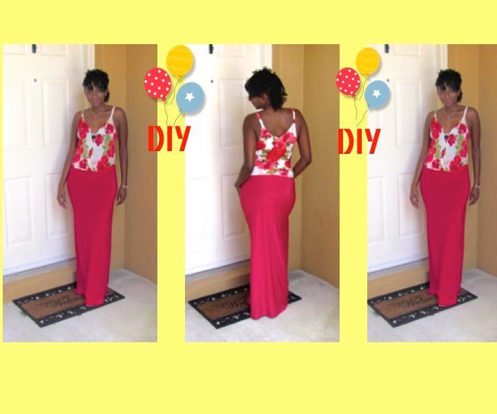 DIY Floral Tank Top With Maxi Skirt W/ Slit (EASY)