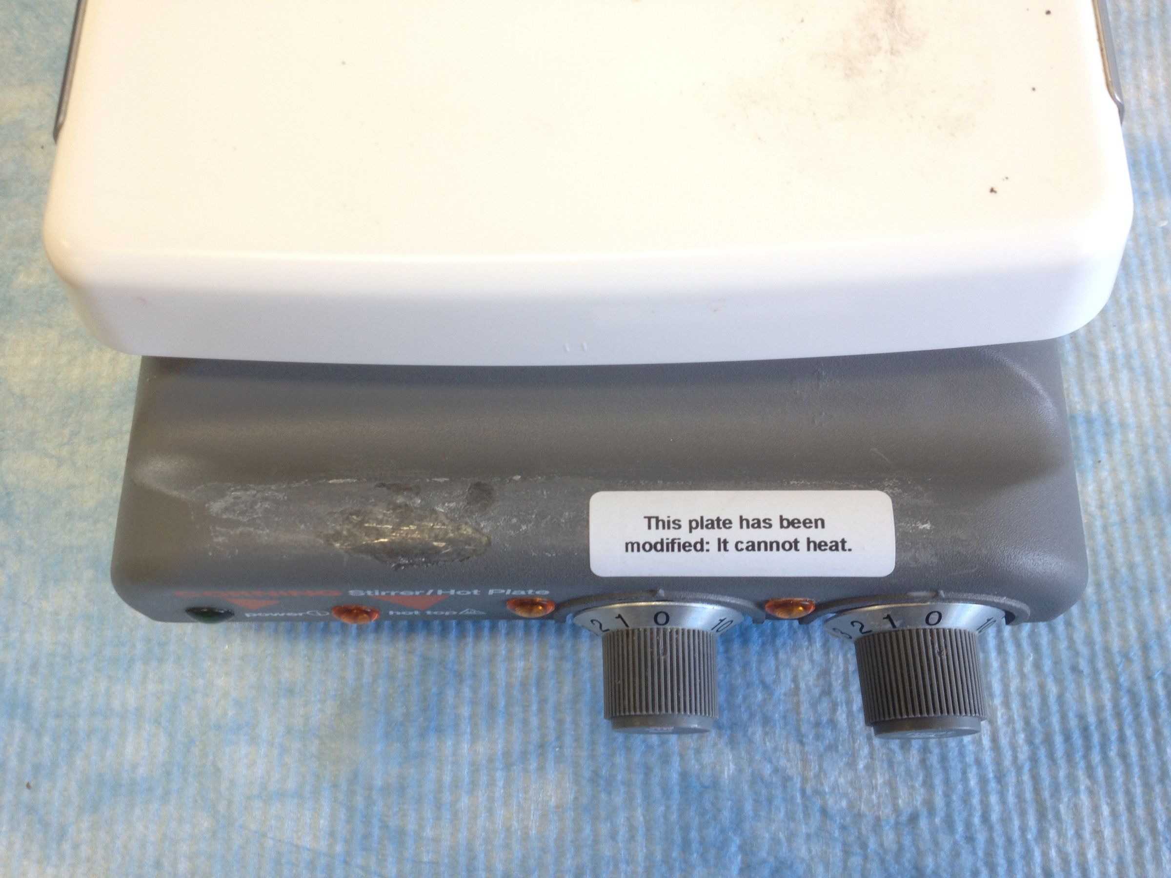 Remove the heating function from a Corning PC420 hot plate stirrer