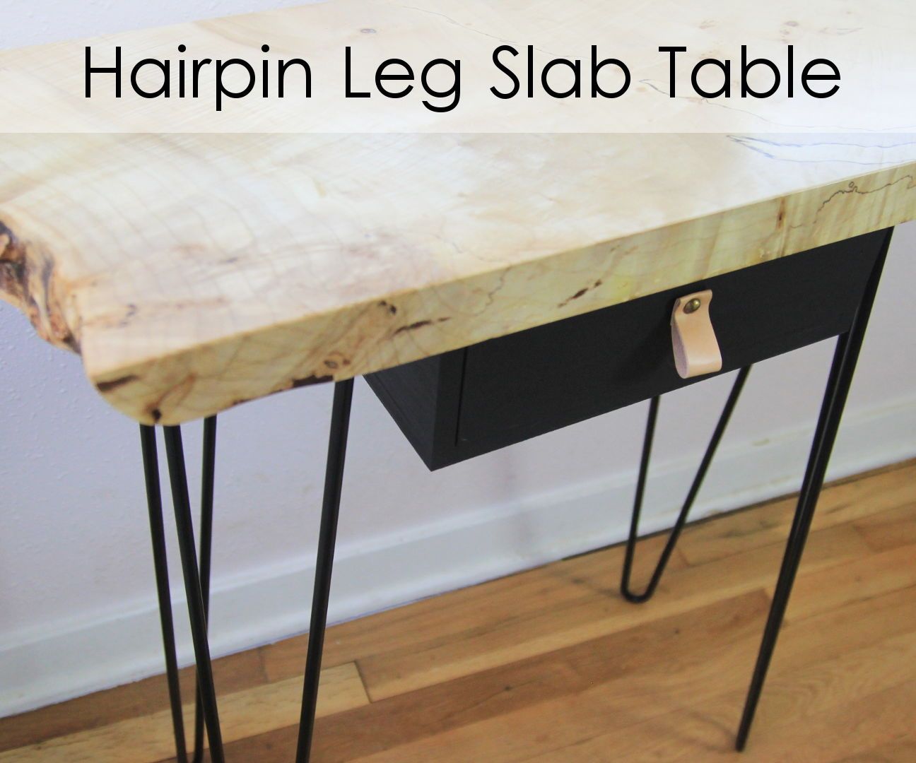 Hairpin Leg Slab Table W/ Drop Drawer