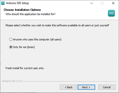 Select the Option for "only Me" and Click Next