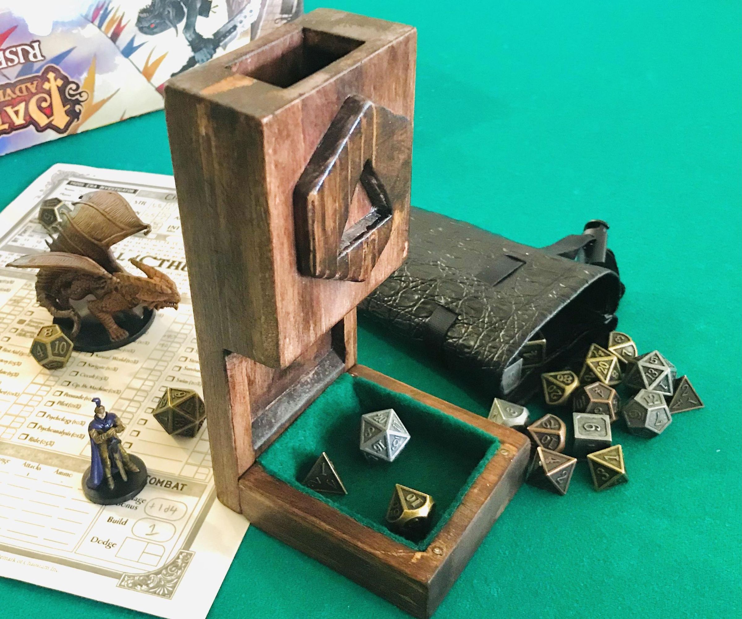 Wooden Dice Tower (Magnetic, Foldable)