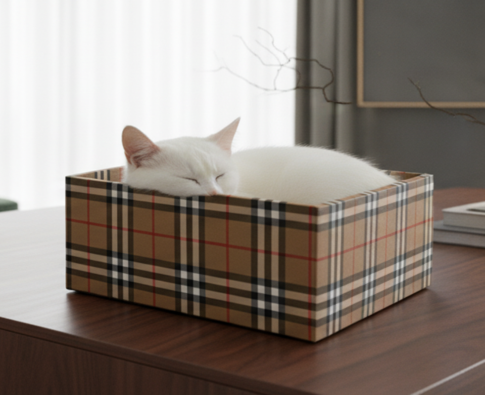DIY Purrberry Cat Bed — Burberry-Inspired Designer Parody by Mad Cat Cartel