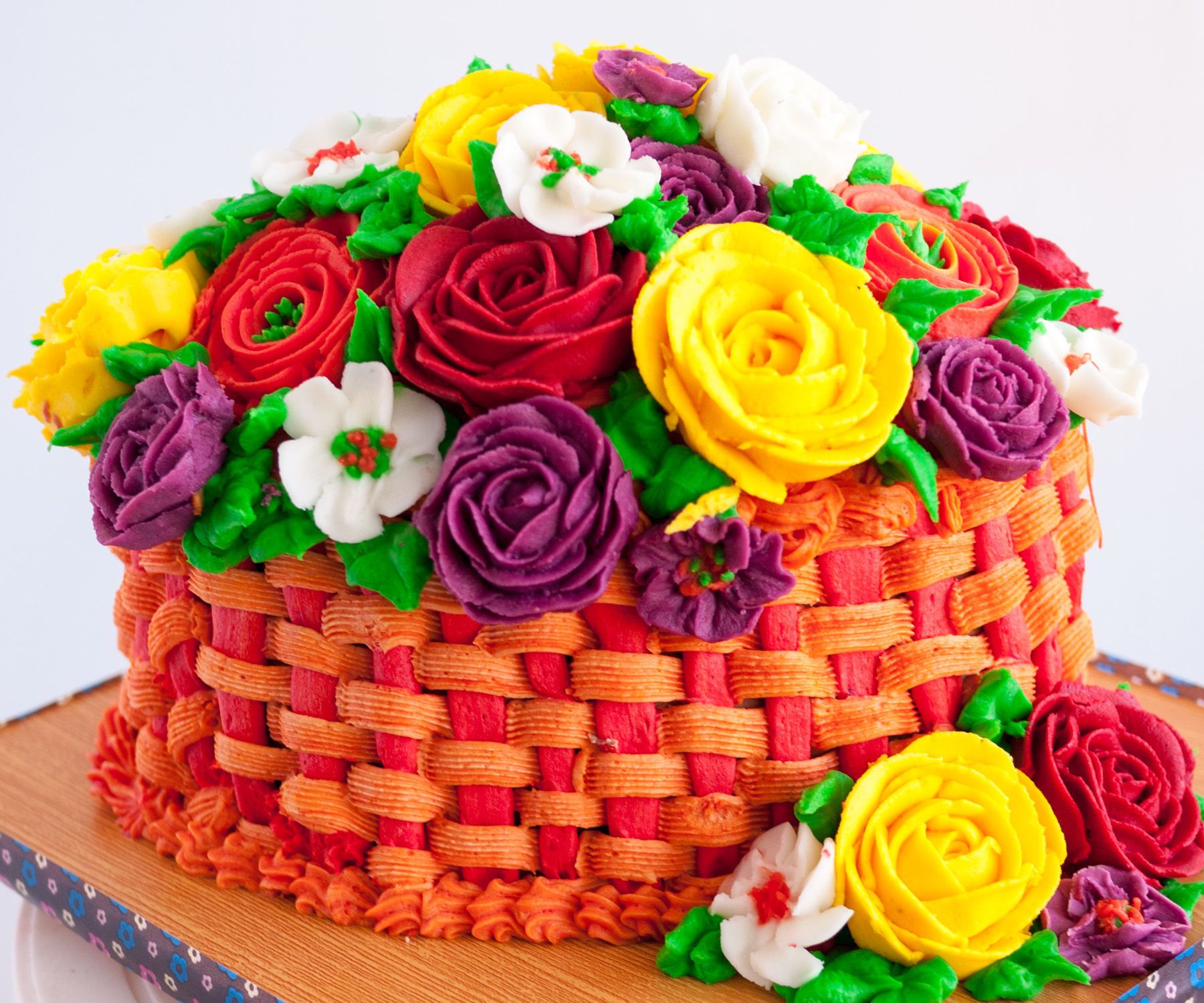 Spring Buttercream Basket of Flowers Cake