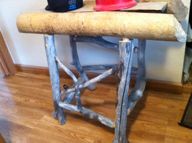 Reycycled natural Beaver chewed rustic wood table ,the only one in the world