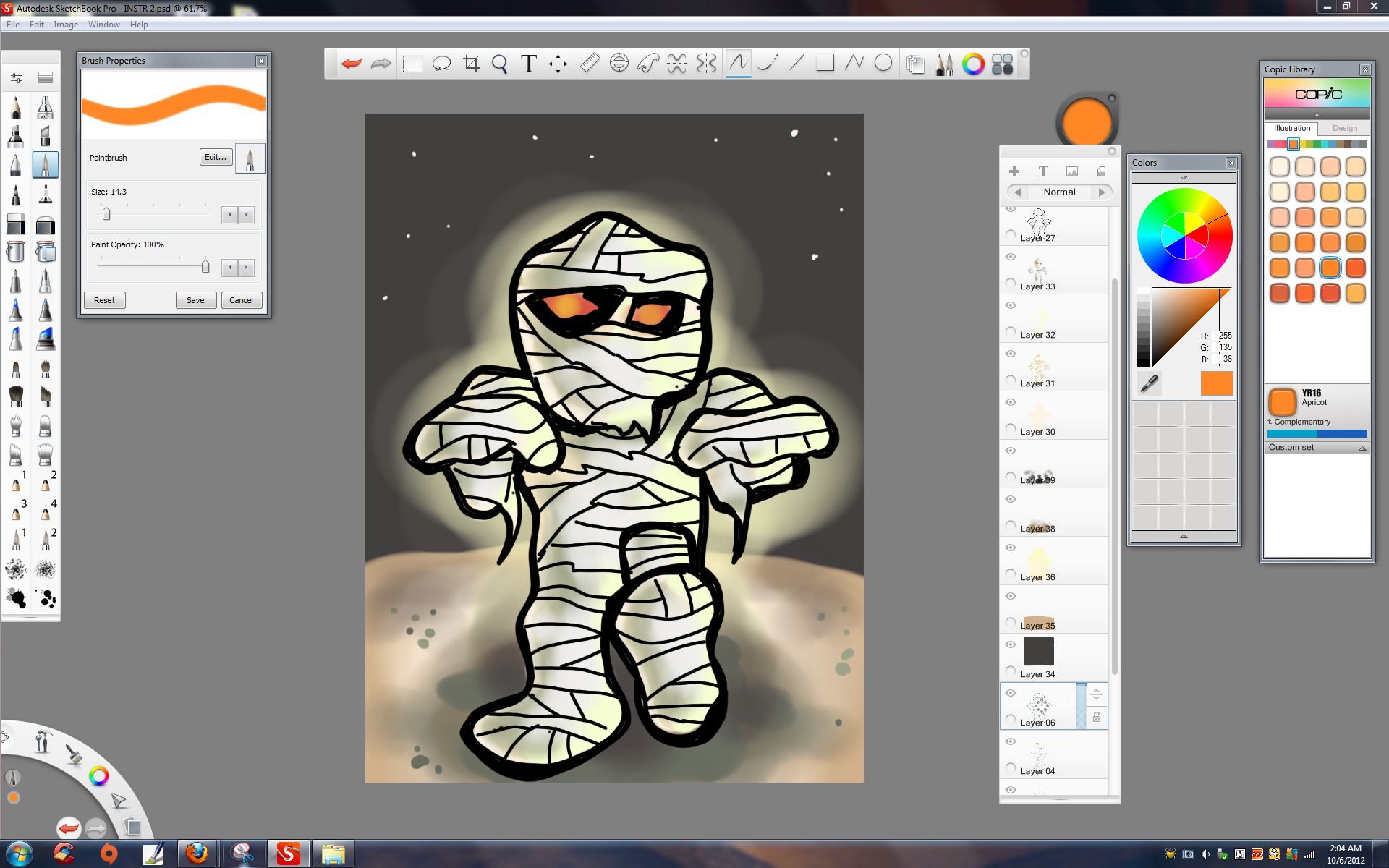 HALLOWEEN MUMMY DIGITAL DRAWING/PAINTING WITH SKETCHBOOK 6.