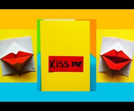 Greeting Card. Valentine's Day - DIY Origami Kissing Lips & Secret Message - Pop Up Card/ Julia DIY