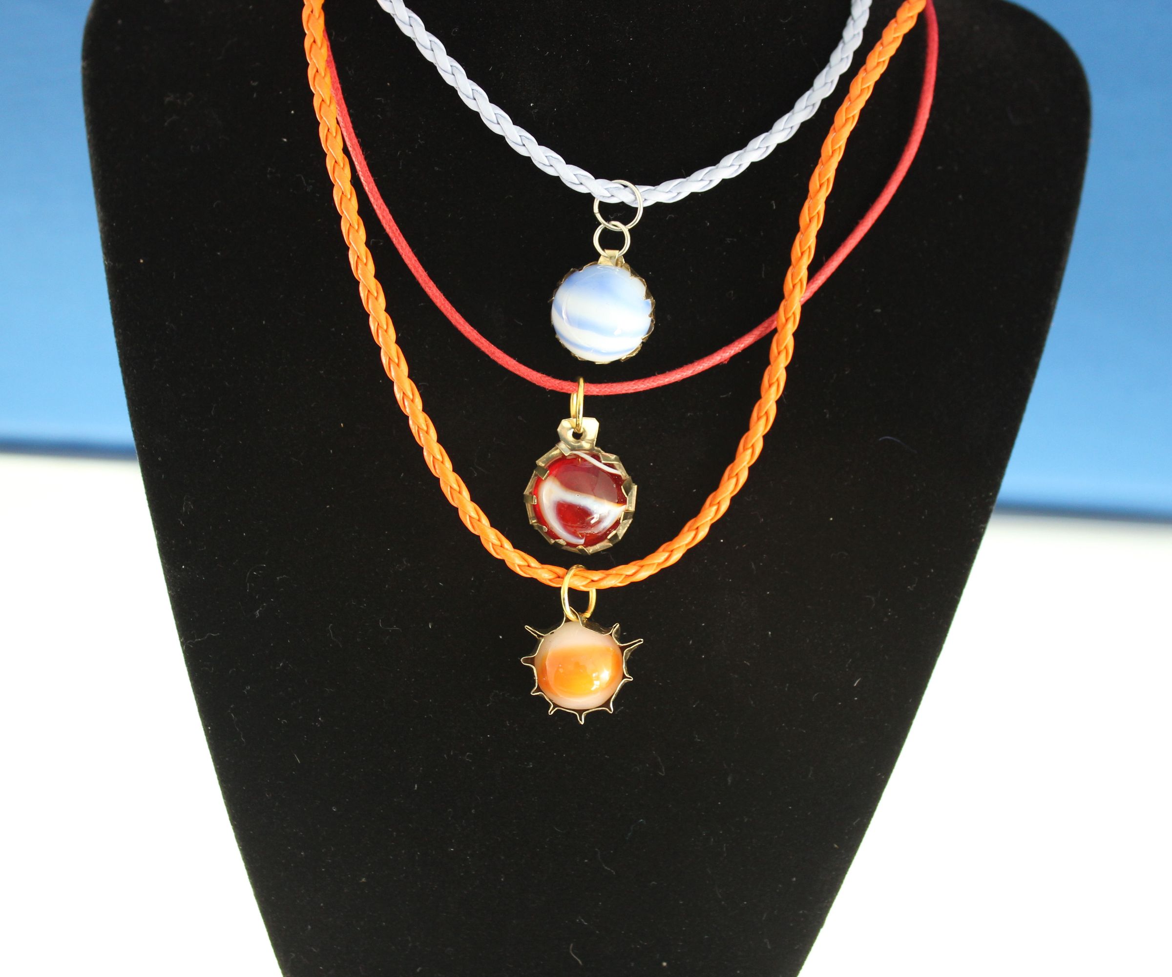 Marble and Metal Pendant Necklace (3 Versions)