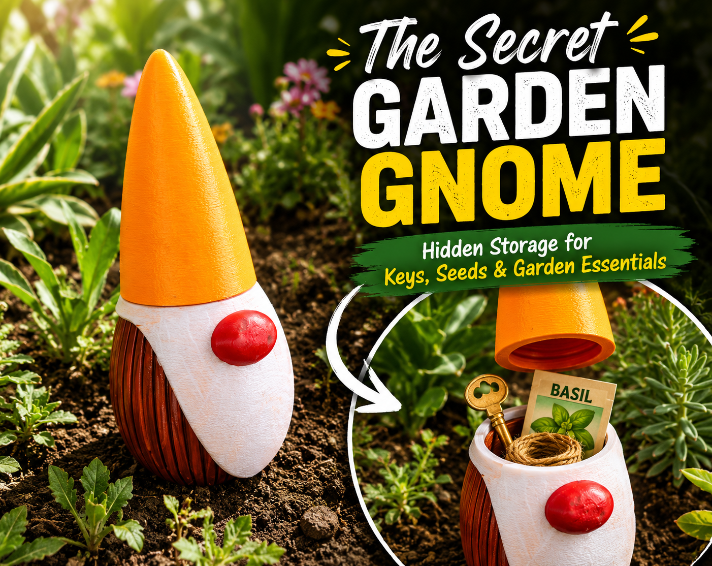 The Secret Garden Gnome: Hidden Storage for Keys, Seeds & Garden Essentials