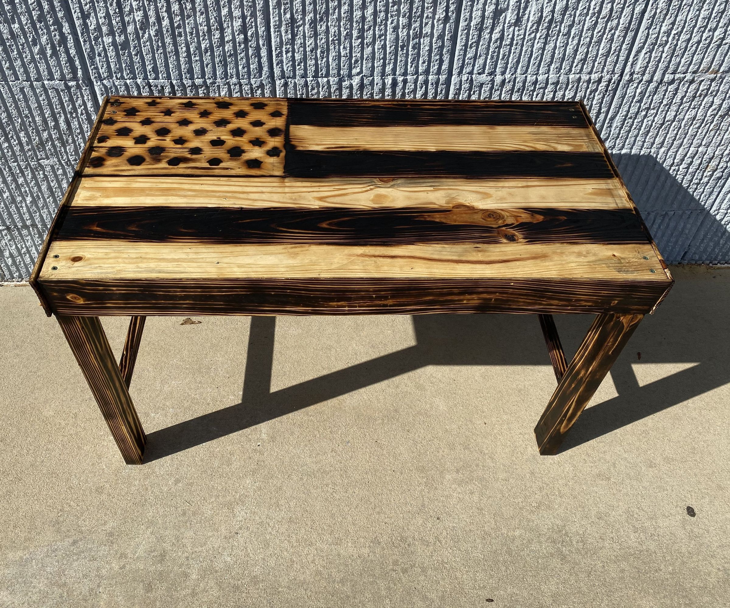 Torched American Flag Table