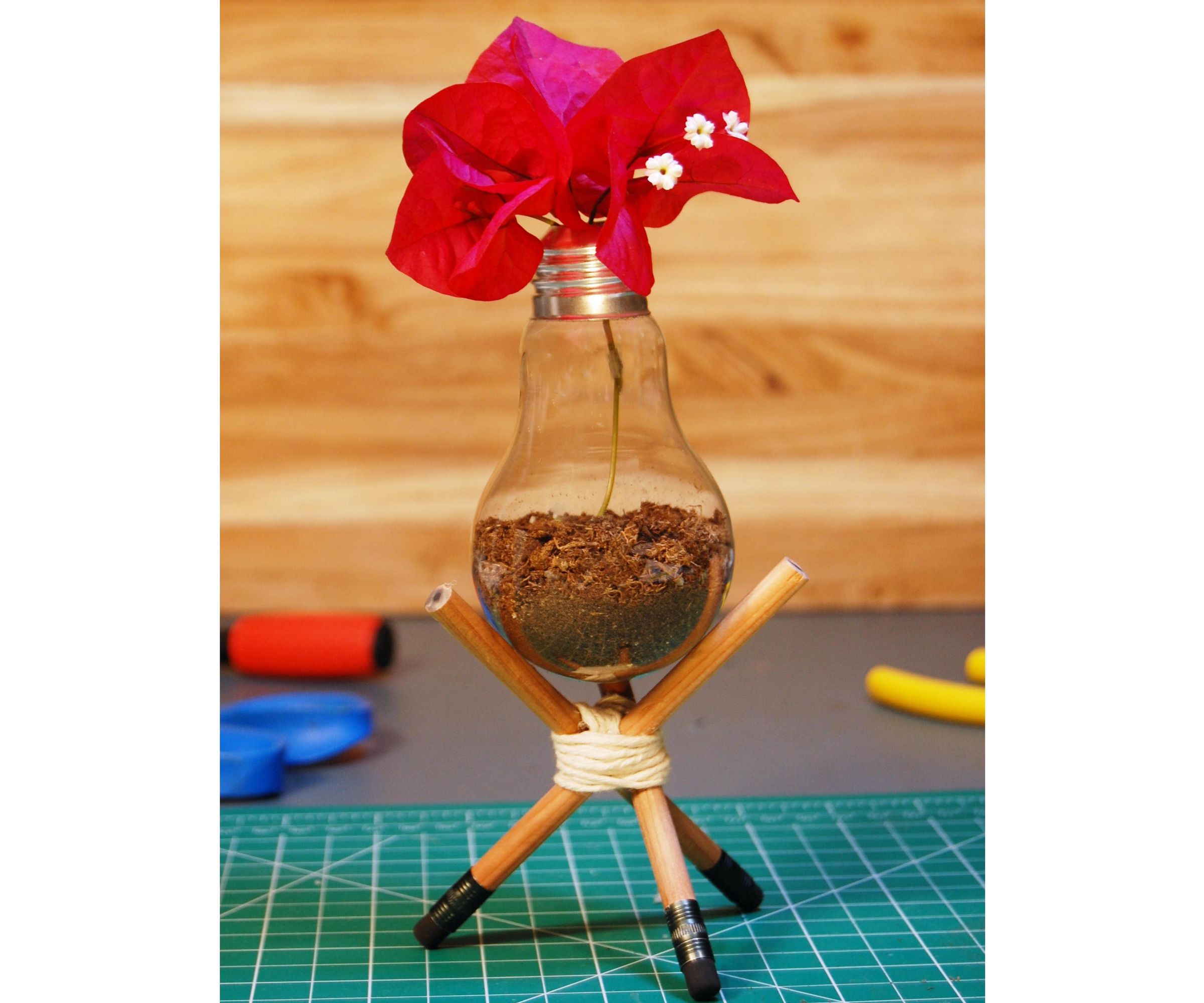 Upcycled Lightbulb Planter - Natural Home Décor on a Budget