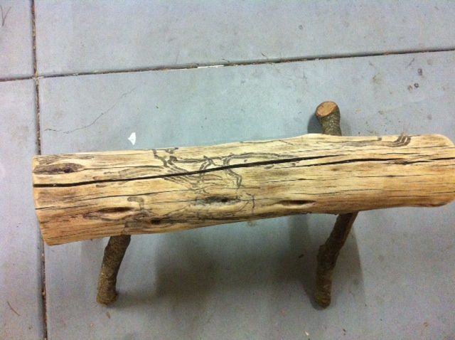 Natural Wood Log Bench