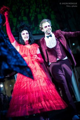 fitted lace wedding dress Adult Lydia Deetz Outfit Beetle Bride Red Wedding Dress Gothic Cosplay –  Sun Baby main image 1