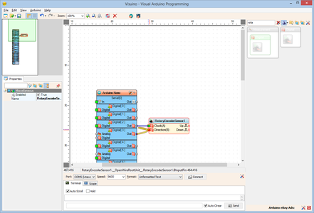 In Visuino: Add and Connect Rotary Encoder Component