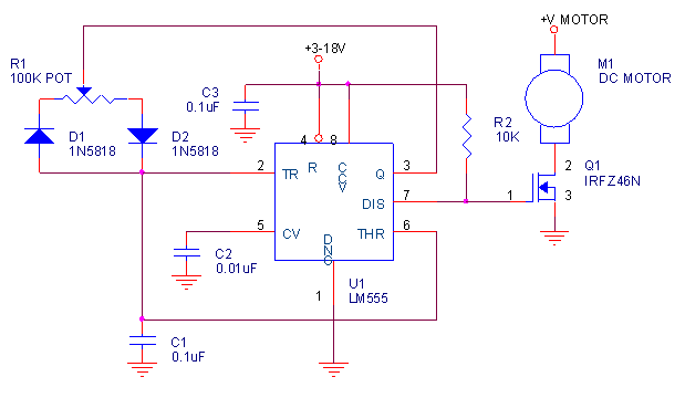 Simple PWM Control (555) for Motor's, lights, heated Clothes, etc