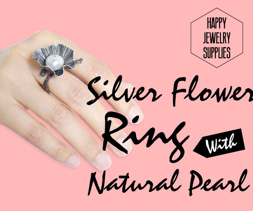 DIY Tutorial - How to Make a Silver Flower Ring With Natural Pearls☺☺