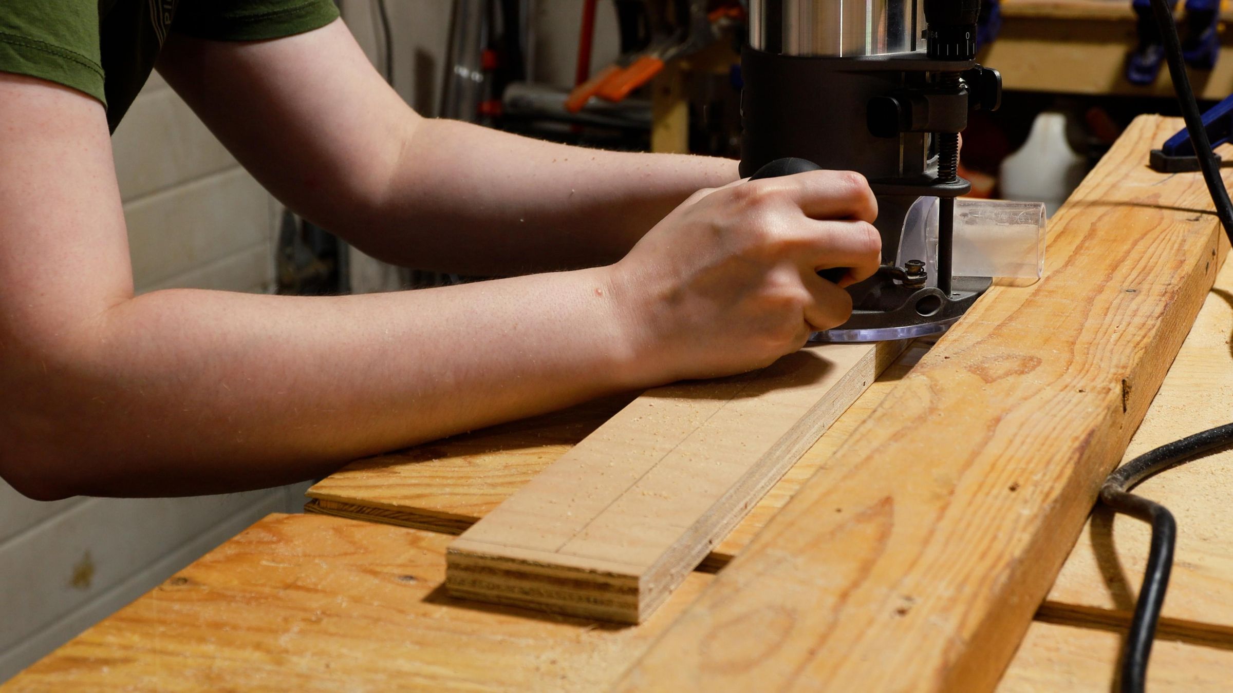 Route the Slots in the Other Piece of Plywood
