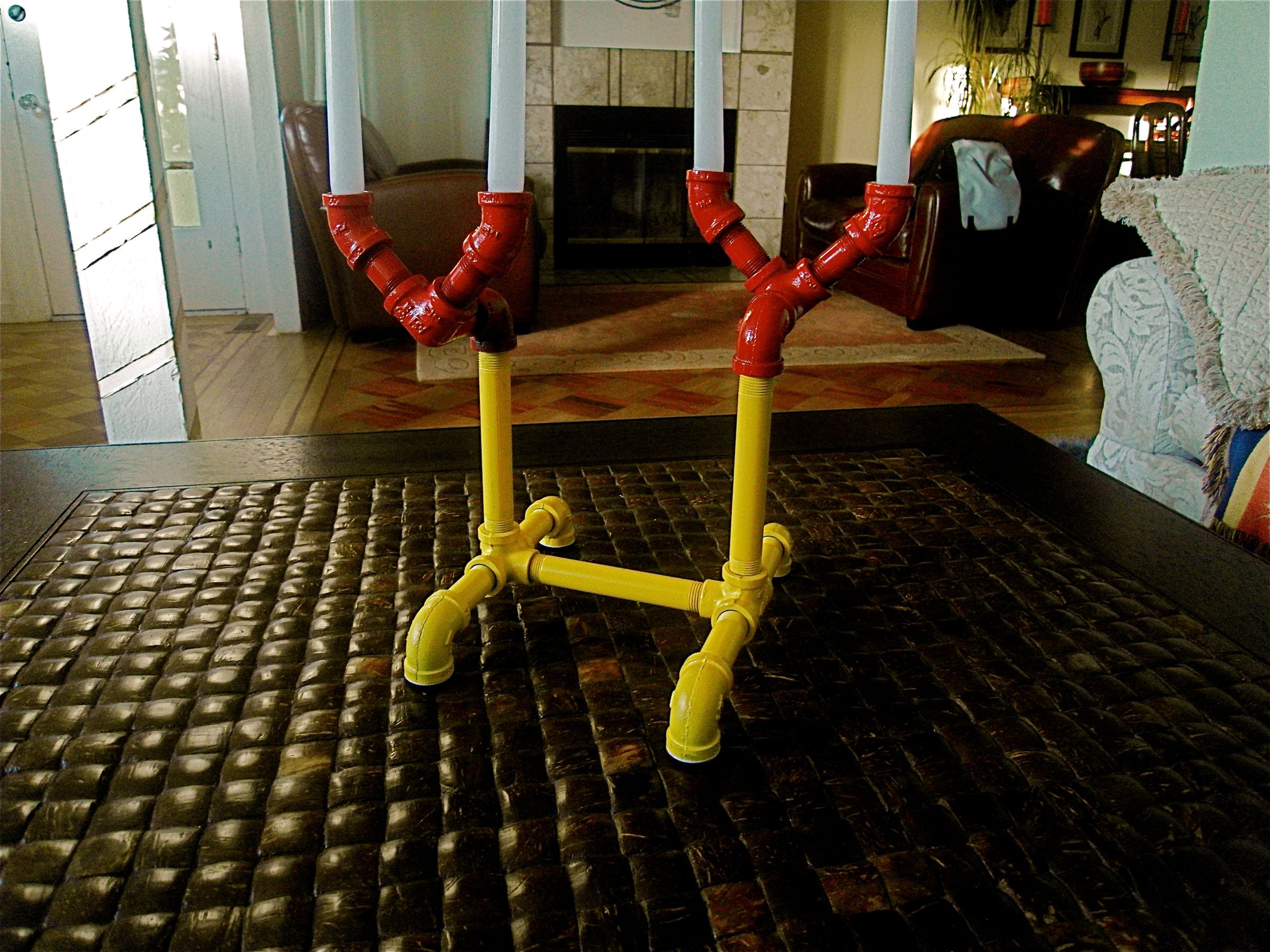 Powder Coated Iron Pipe Candleholder