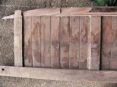 Door Made From an Old Church Pew Back.