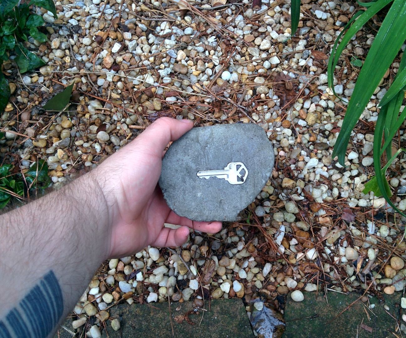 Custom fake rock key holder