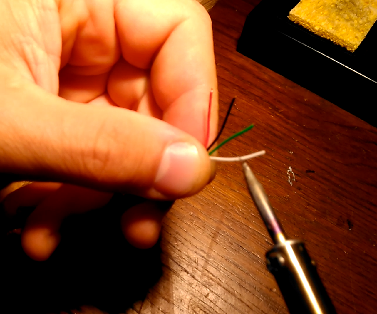 Removing Insulation From Tiny Wires Using Soldering Iron