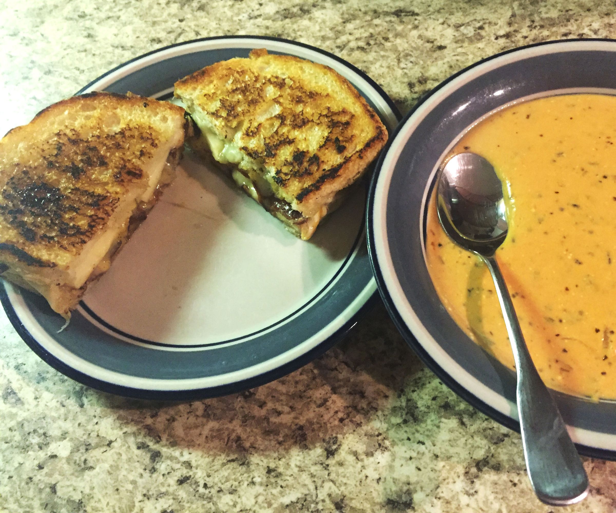 Apple Bacon Grilled Cheese With Creamy Tomato Soup