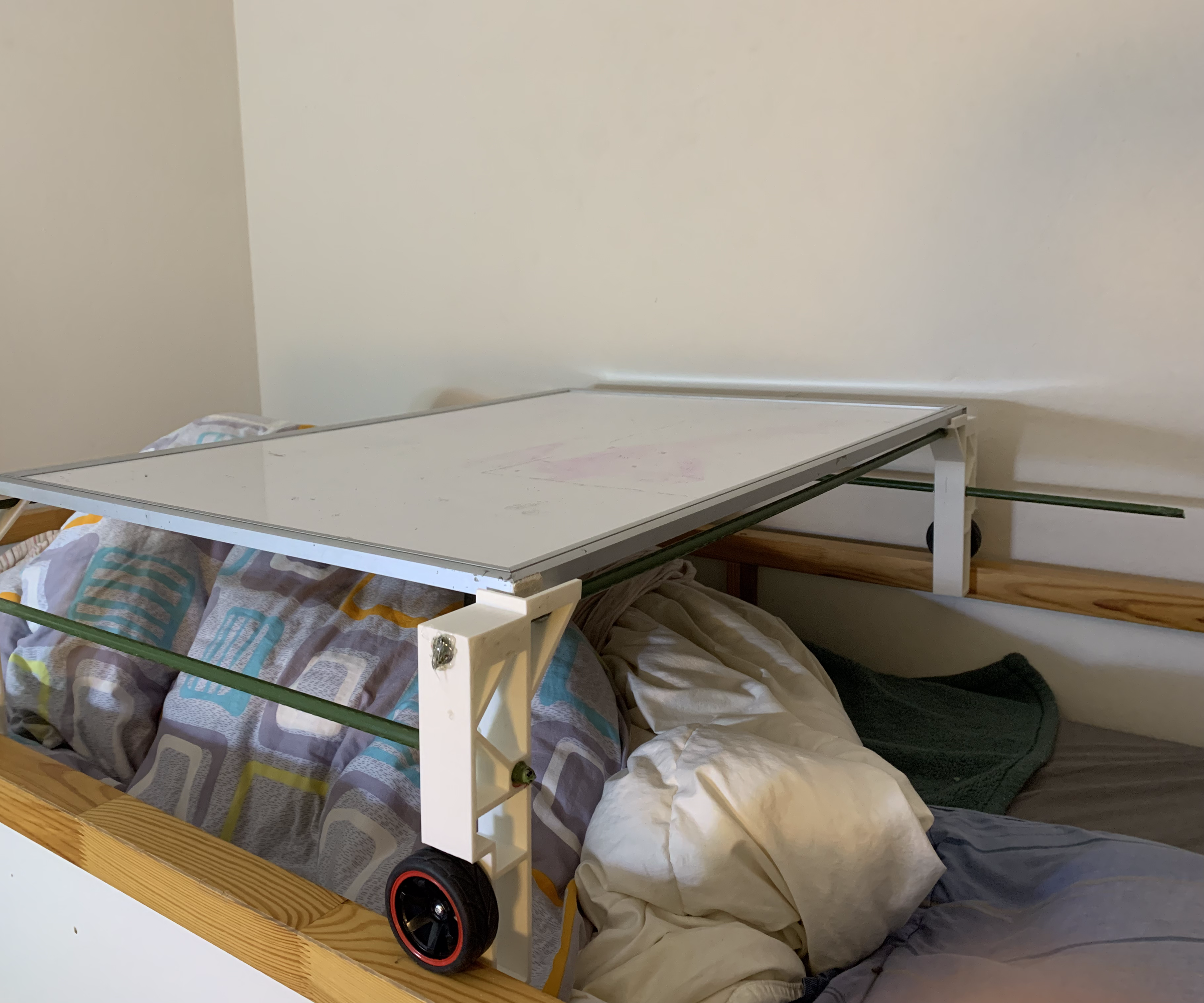 Rolling Whiteboard Bed Table