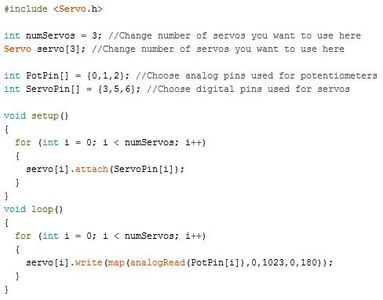 Arduino - Declaring Multiple Servos and Pots (with for Loops) : 3 Steps ...