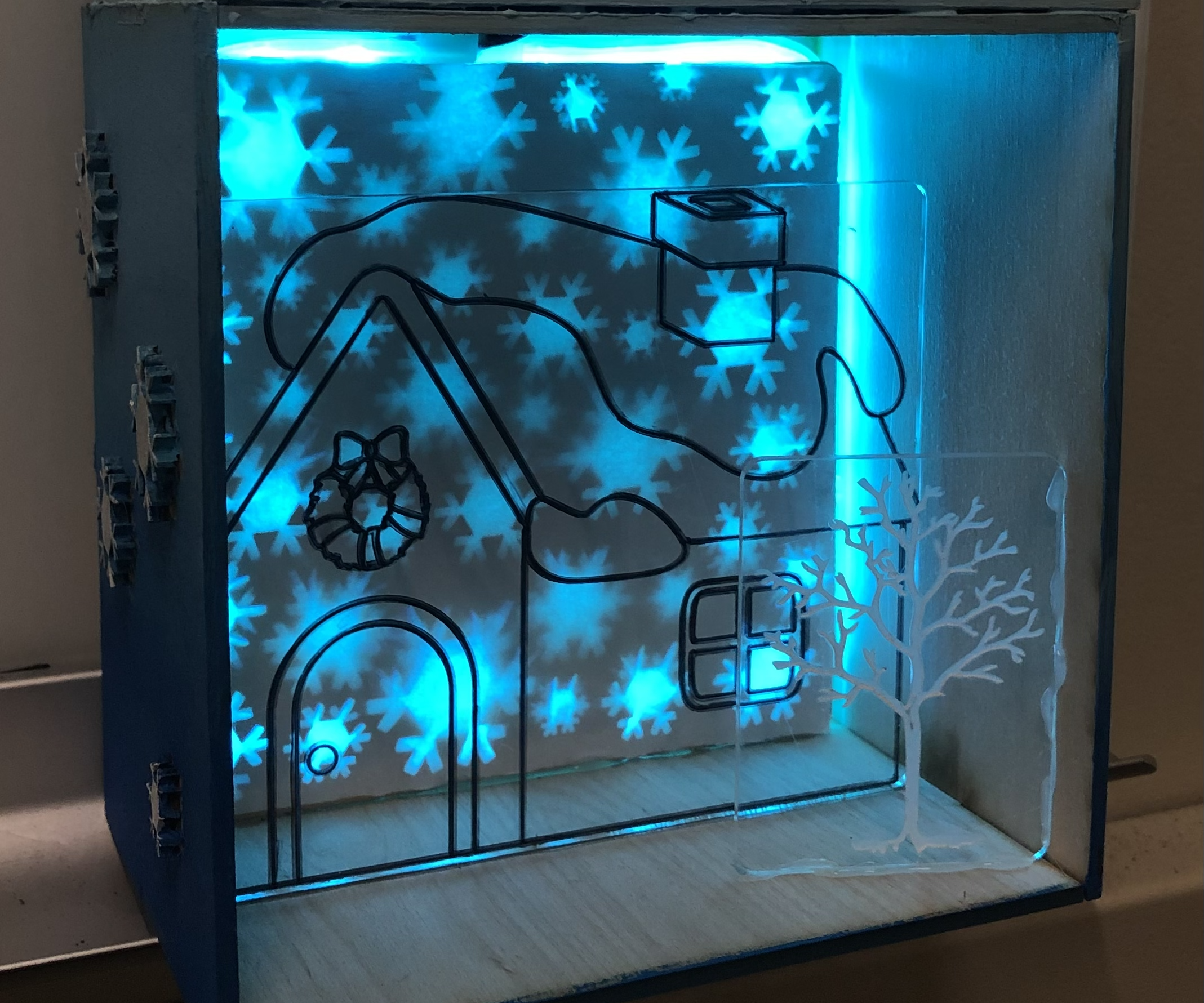Winter Themed Light Display Shadow Box