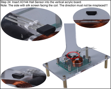 Insert A3144 Hall Sensor Into the Vertical Acrylic Board.