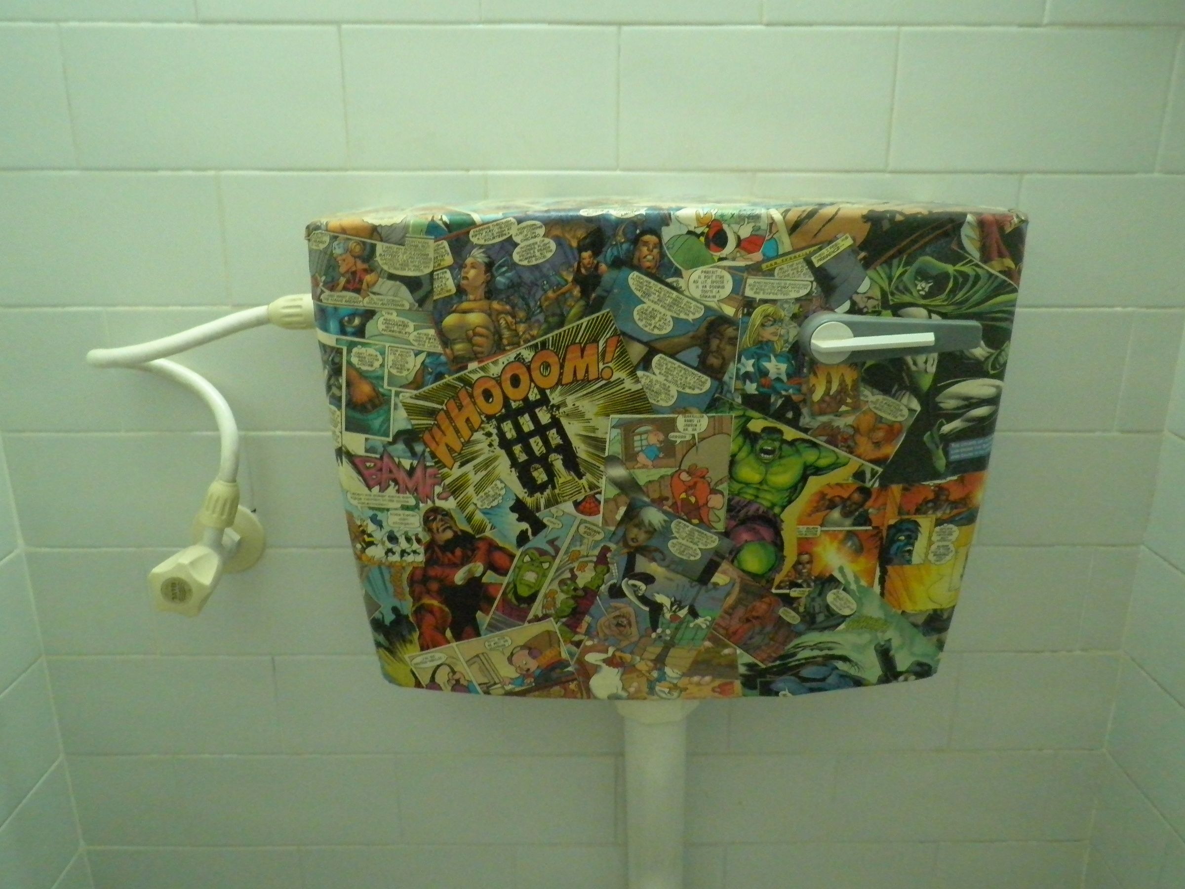 Comics Covered Toilet Tank