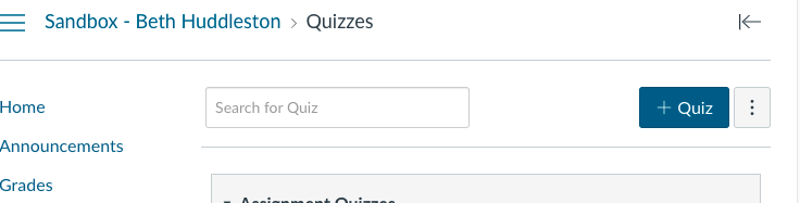 Click on + Quiz Button at the Top. 