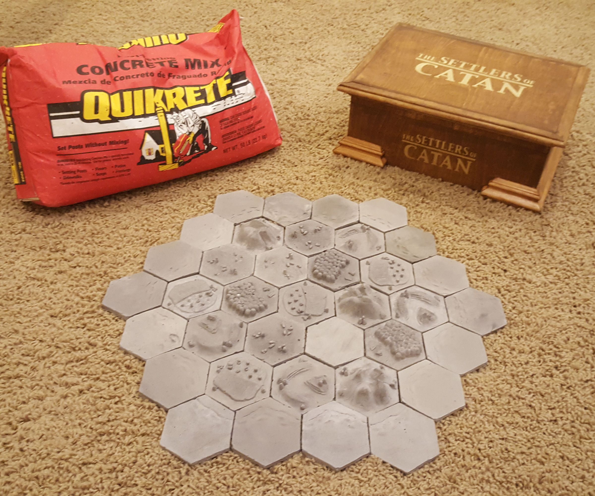 Hand Sculpted 3D Settlers of Catan Tiles & Hand Crafted Box