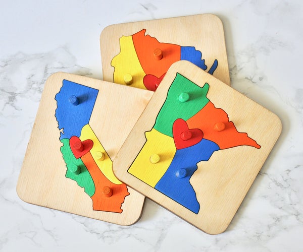 Wooden State Heart Puzzle