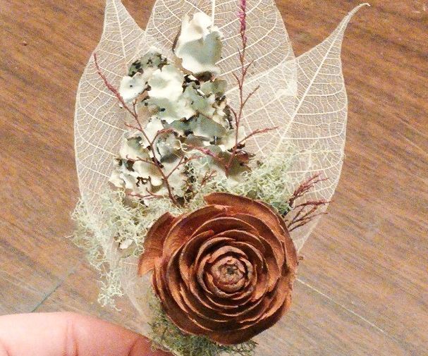Woodsy Cedar and Moss Boutonnieres
