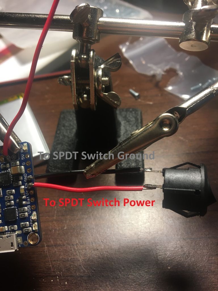 Solder SPDT Switch to PowerBoost1000 and Mount the PowerBoost1000 to the Frame