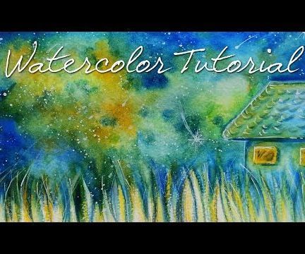 DIY Watercolor Postcard : Starry Night