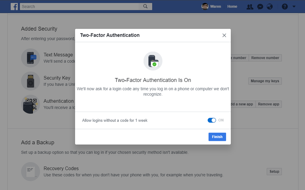Two-Factor Authentication Settings