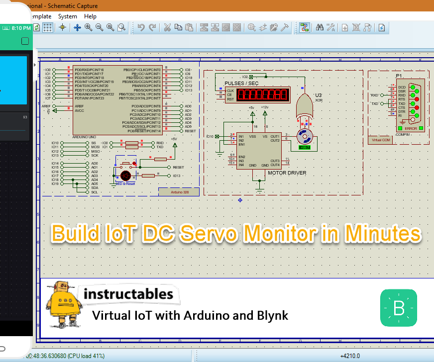 Virtual IoT With Proteus and Blynk : Servo Motor Speed Monitor