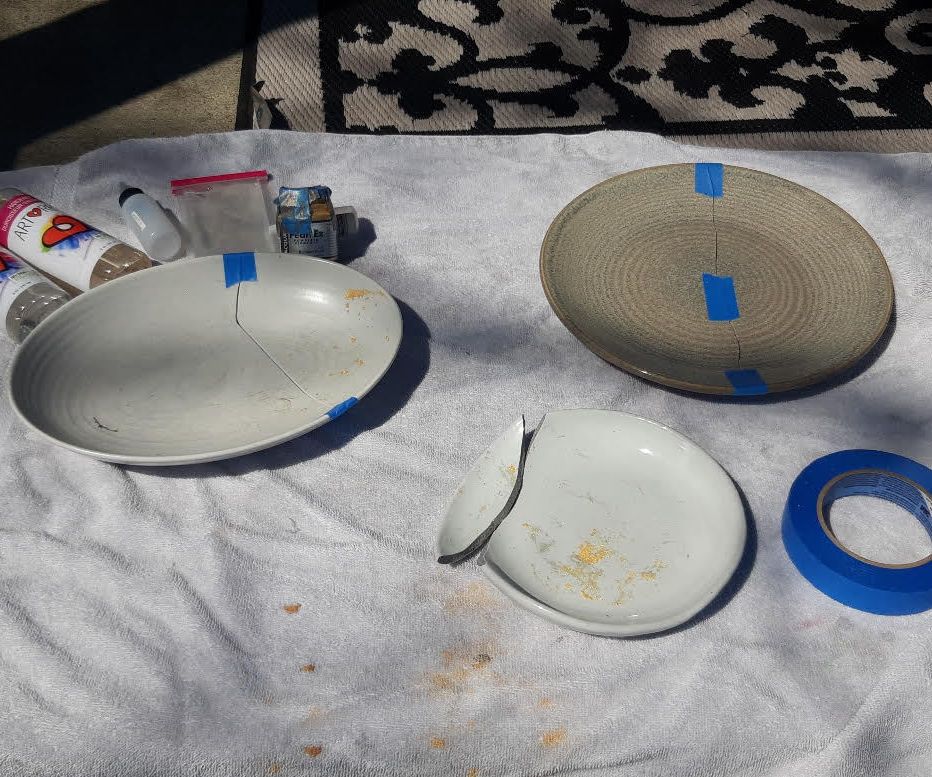 Faux Kintsugi Ceramic Plates Repair