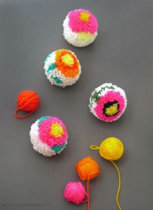 Flower Pom-poms + DIY Pom-pom Maker