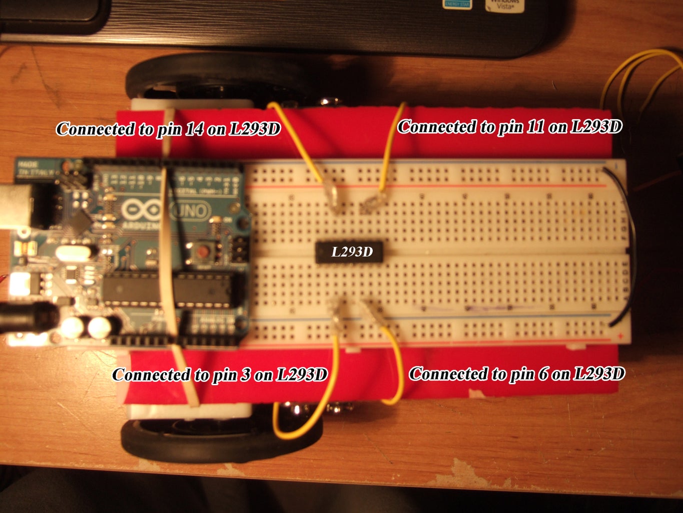 Connecting the Motors to L293D Chip