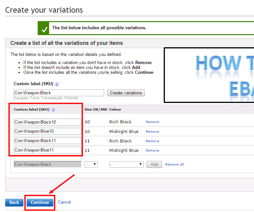 How to Add SKU to EBay Listings