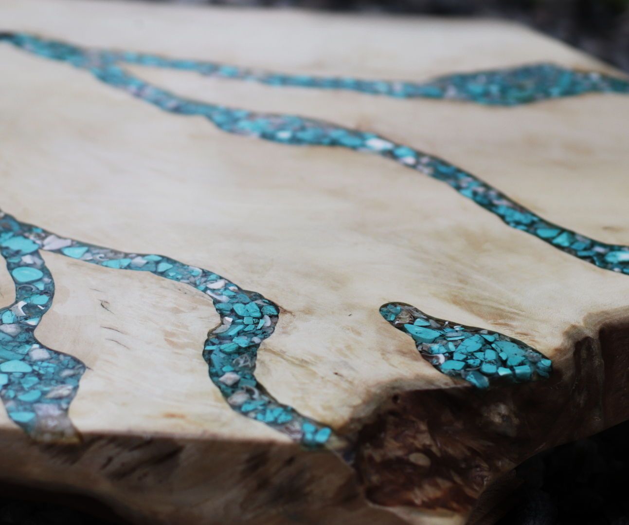 Epoxy & Turquoise Stone River Style Board