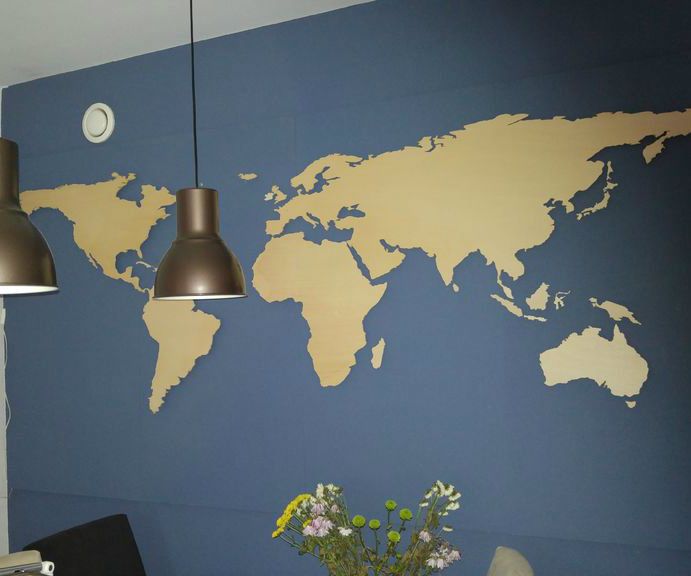 Wooden Wall Mounted World Map