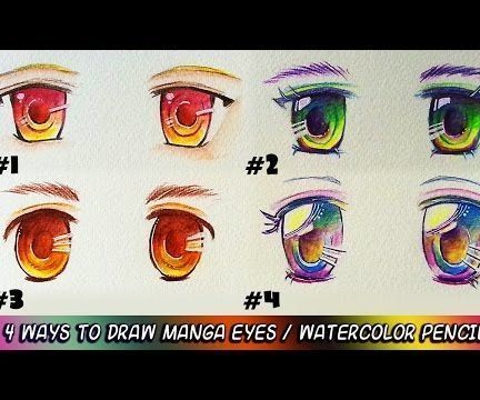 HOW TO USE WATERCOLOR PENCIL: DRAW ANIME - MANGA EYES ( MOE - KAWAII )