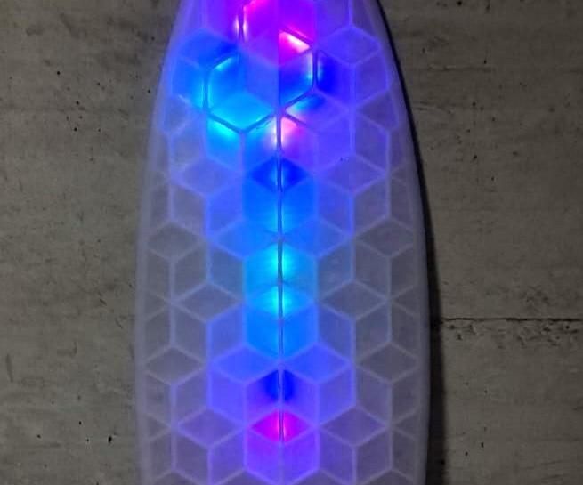 3D Printed Surfboard With Blinkenlights