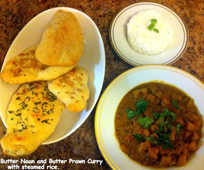 Butter Naan and Butter Prawn Curry