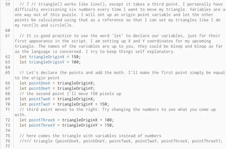 Triangles, Transparent Colors, Variables
