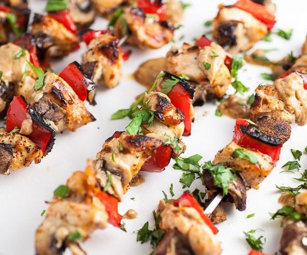 Grilled Chicken Skewers With Thai Peanut Sauce